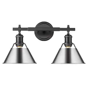 Orwell 4.875 in. 2-Light Black Vanity Light with Chrome Shade