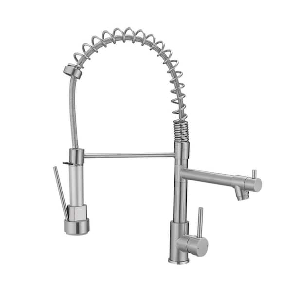 Single Handle Pull Down Sprayer Kitchen Faucet in Brushed Nickel
