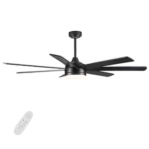 72 in. Farmhouse Indoor black Ceiling Fan with lntegrated LED and Plywood Blades for Dining Room
