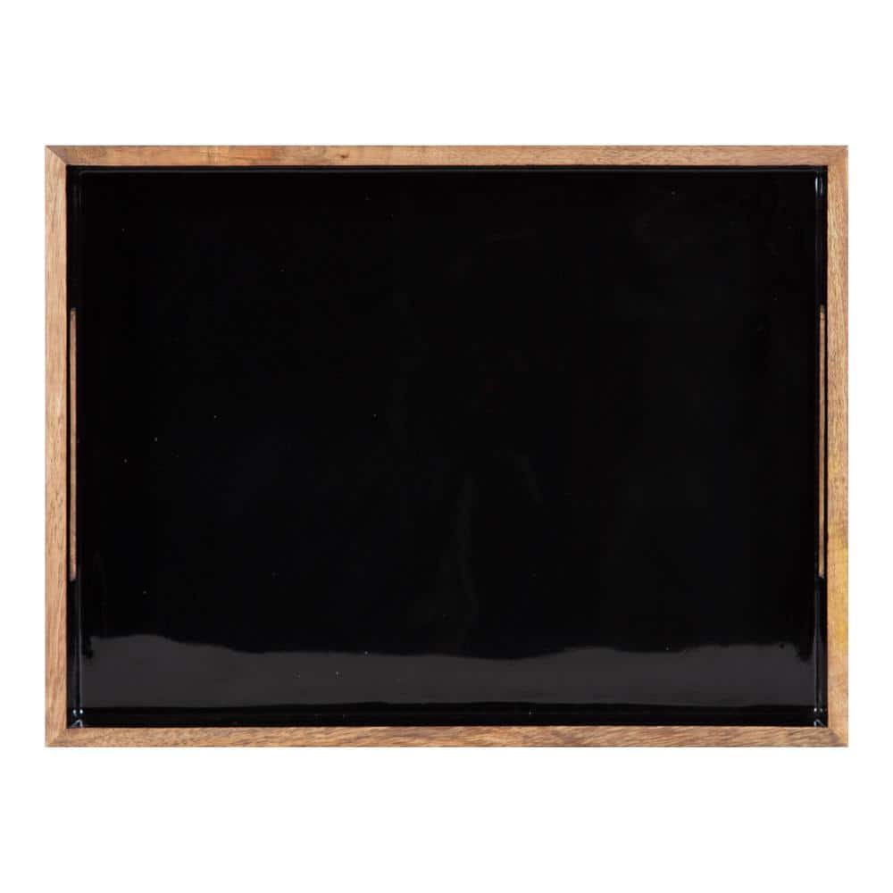 Ehrens Rectangular Natural and Black Mango Wood Tray