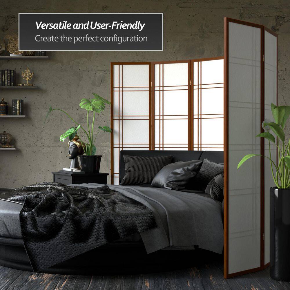 6 ft. Tall Walnut Shoji Screen with Double Cross Design