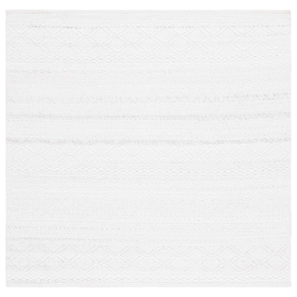 Natura Ivory Square Hand-Woven Wool Blend Area Rug, 6' x 6'