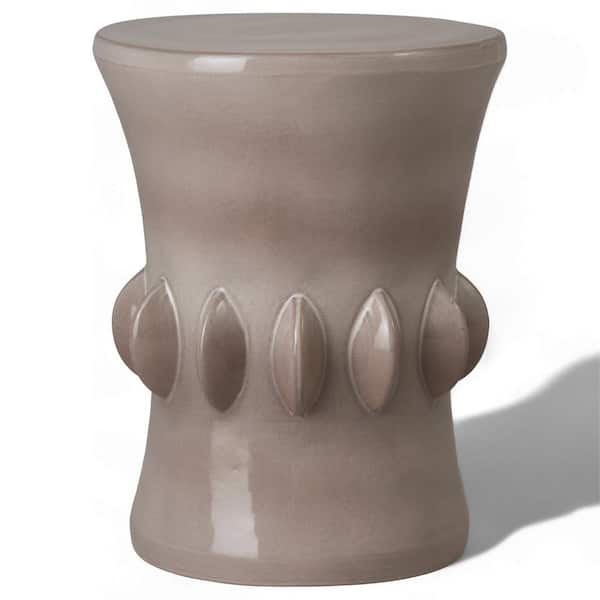 Emissary Jewel 18 in. H Light Gray Round Ceramic Garden Stool