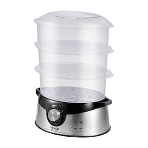 Euro Cuisine FS2500 Electric Food Steamer 2-Tier Capacity 8.5 Quart  Baskets,Stainless Steel,Auto Shut-Off, LCD ,Warm Function-Ideal for  Cooking-White