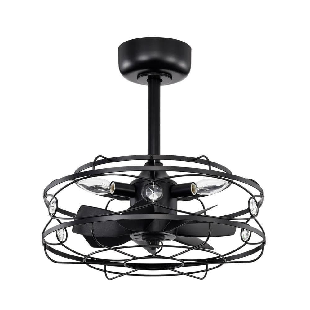 Warehouse of Tiffany Maeve 17.3 in. 4-Light Indoor Black Finish Ceiling Fan with Light Kit