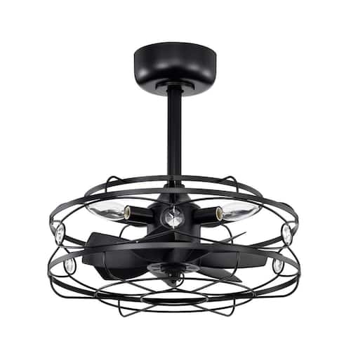 Maeve 17.3 in. 4-Light Indoor Black Finish Ceiling Fan with Light Kit Lighting