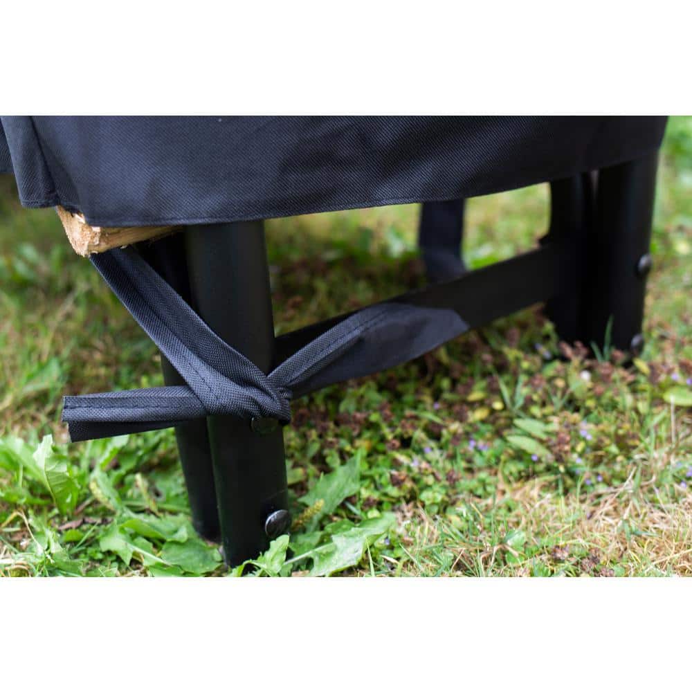 Weather-Resistant Black Polyester Full-Length Log Rack Cover