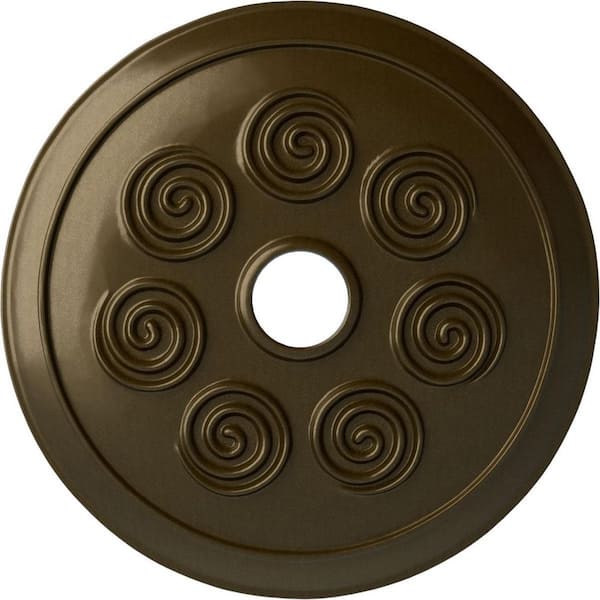 Ekena Millwork 25-1/4" x 4" ID x 2" Spiral Urethane Ceiling Medallion (Fits Canopies up to 4"), Brass