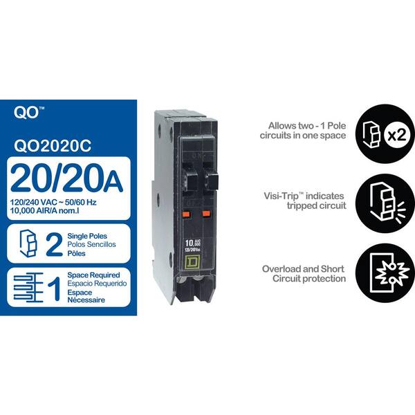QO 2-20 Amp Single-Pole Tandem Circuit Breaker QO 2-20 Amp Single-Pole Tandem Circuit Breaker