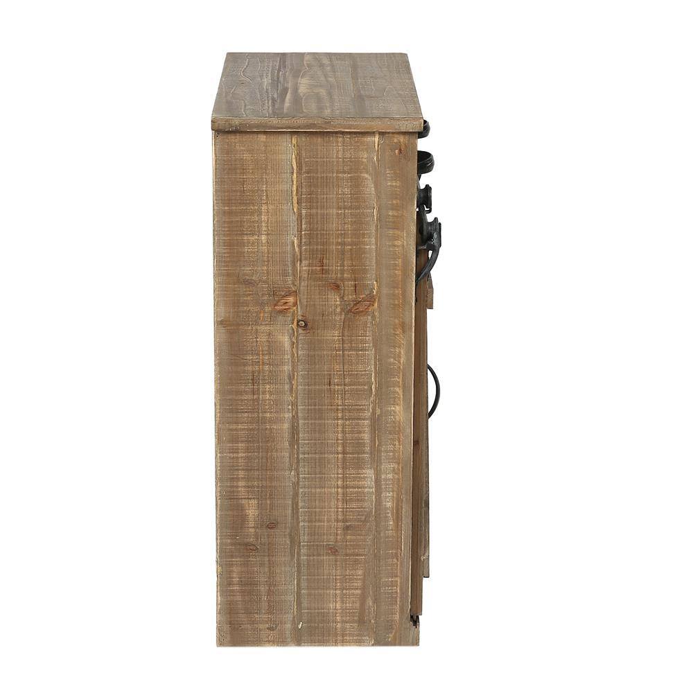 Rustic Brown Wood Sliding Barn Door Storage Cabinet