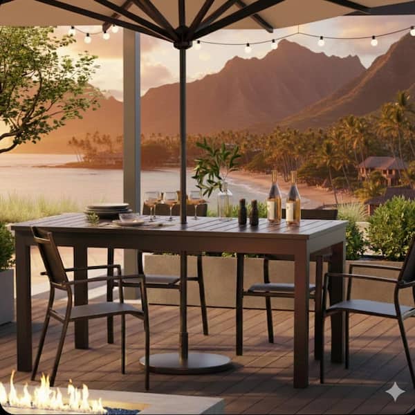 Outdoor Gray Extendable Aluminum Dining Table BFDATENUM907 - The