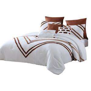Veria 8-Piece Brown Striped Microfiber King Comforter Set