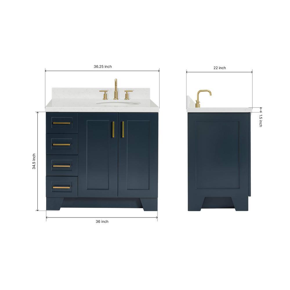 Midnight Blue Freestanding Single Vanity with Carrara Quartz Top