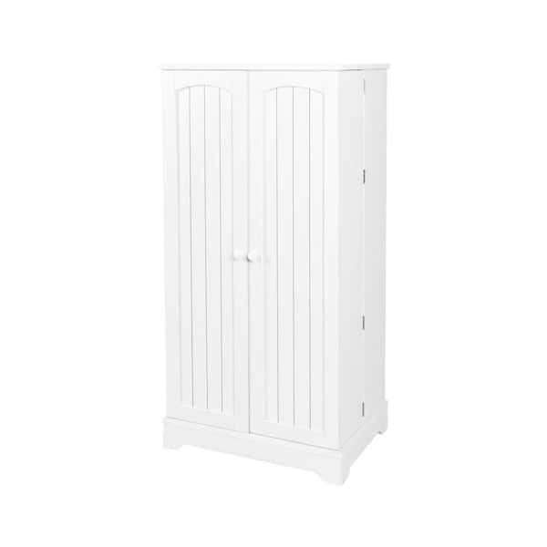 XUJMK 27 in. W x 16 in. D x 47 in. H White Linen Cabinet Kitchen Storage Cabinet with Adjustable Shelves, Freestanding Kitchen