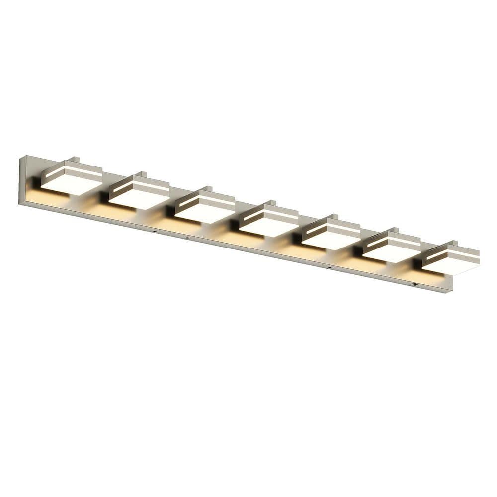 48 in. 7-Light Brushed Nickel Modern LED Bathroom Vanity Light, Dimmable 5-Color Temperature price history on PriceWatchPro