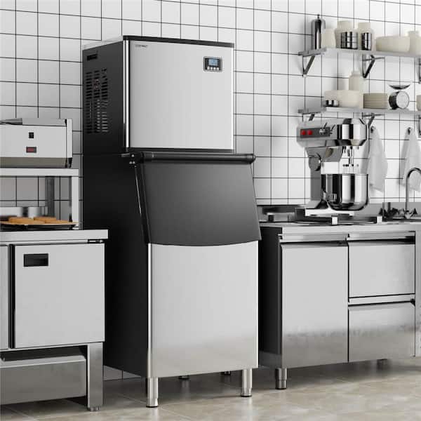 22.8 in. Width 418 lb. 24H Commercial Freestanding Ice Maker in Black with 200 lbs. Storage Bin