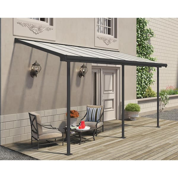 Sierra 7.5 ft. x 15 ft. Gray/Clear Aluminum Patio Cover