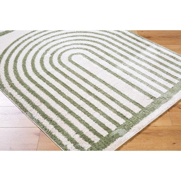 Fossay Shag Green 5 ft. x 7 ft. Modern Indoor Area Rug