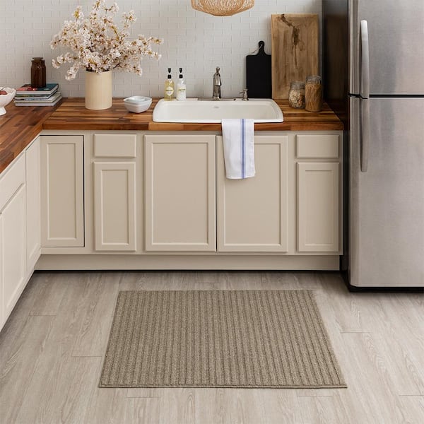 Excursion Stripe Beige 2 ft. 6 in. x 3 ft. 9 in. Machine Washable Area Rug