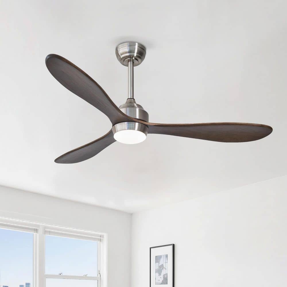 52 in. Farmhouse Nickel Integrated Solid Wood Ceiling Fan with Quiet DC Motor for Living Room, Bedroom price history on PriceWatchPro