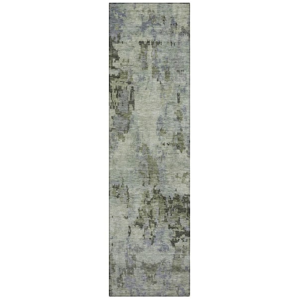 Chantille Machine Washable Indoor/Outdoor Abstract ACN2360 Green 2 ft. x 7 ft. Runner Rug