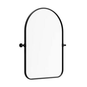 24 in. W x 36 in. H Arched Black Framed Wall Mirror Round Corner Bathroom Vanity Mirror