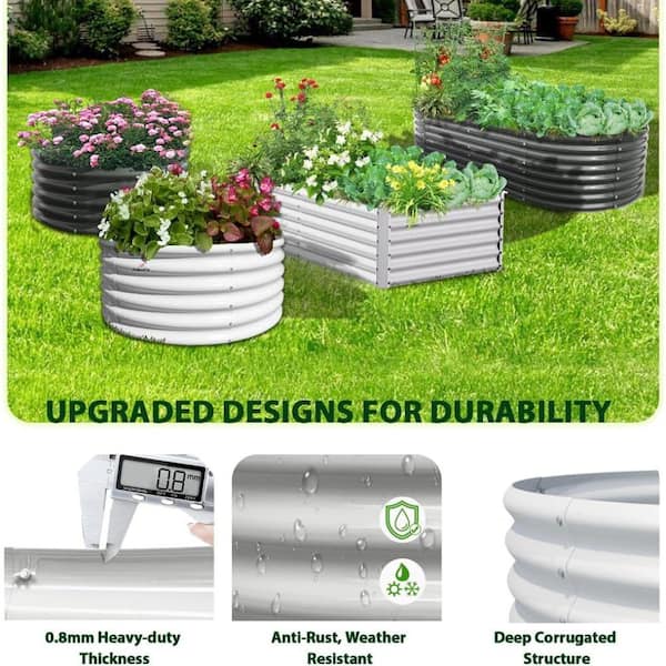 White 144 in. x 36 in. x 18 in. Oval Galvanized Steel Outdoor