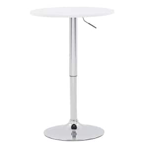 Adjustable Height White Swivel Round Bar Table