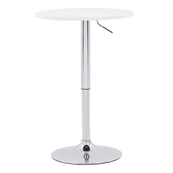 CorLiving Adjustable Height White Swivel Round Bar Table