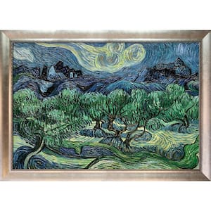 Olive Trees with Alpilles in Background by Vincent Van Gogh Champage Scoop Framed Nature Art Print 29 in. x 41 in.