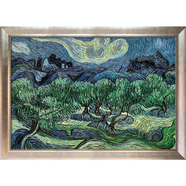 LA PASTICHE Olive Trees with Alpilles in Background by Vincent Van Gogh Champage Scoop Framed Nature Art Print 29 in. x 41 in.
