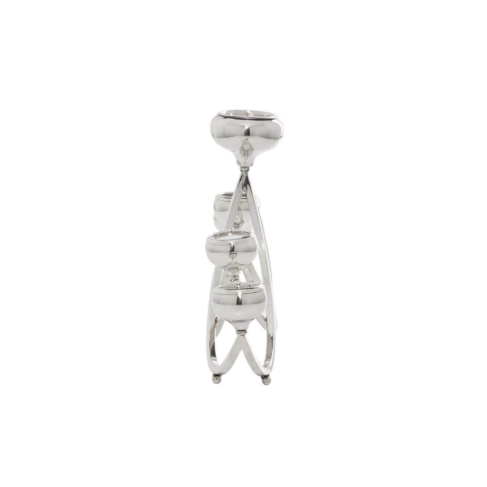 Silver Stainless Steel 28" 6-Holder Candelabra