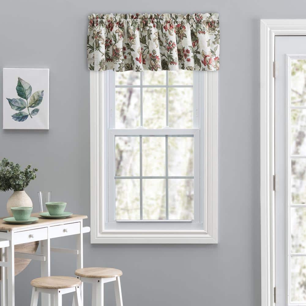 Madison Floral Natural Ground Rod Pocket Valance