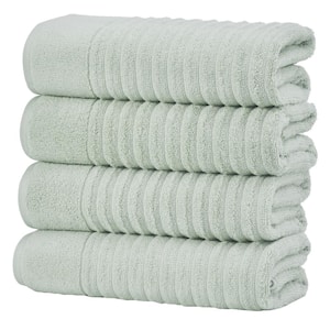 Green Combed Cotton Absorbent Textured 4-Piece Bath Towel Set