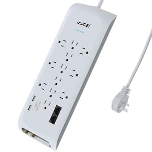 15 ft. 12-Outlet Power Strip Surge Protector with 2 USB Ports