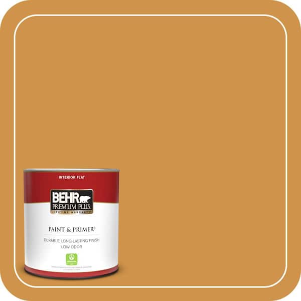 BEHR PREMIUM PLUS 1 qt. #M260-6 Sweet Mustard Flat Low Odor Interior Paint & Primer