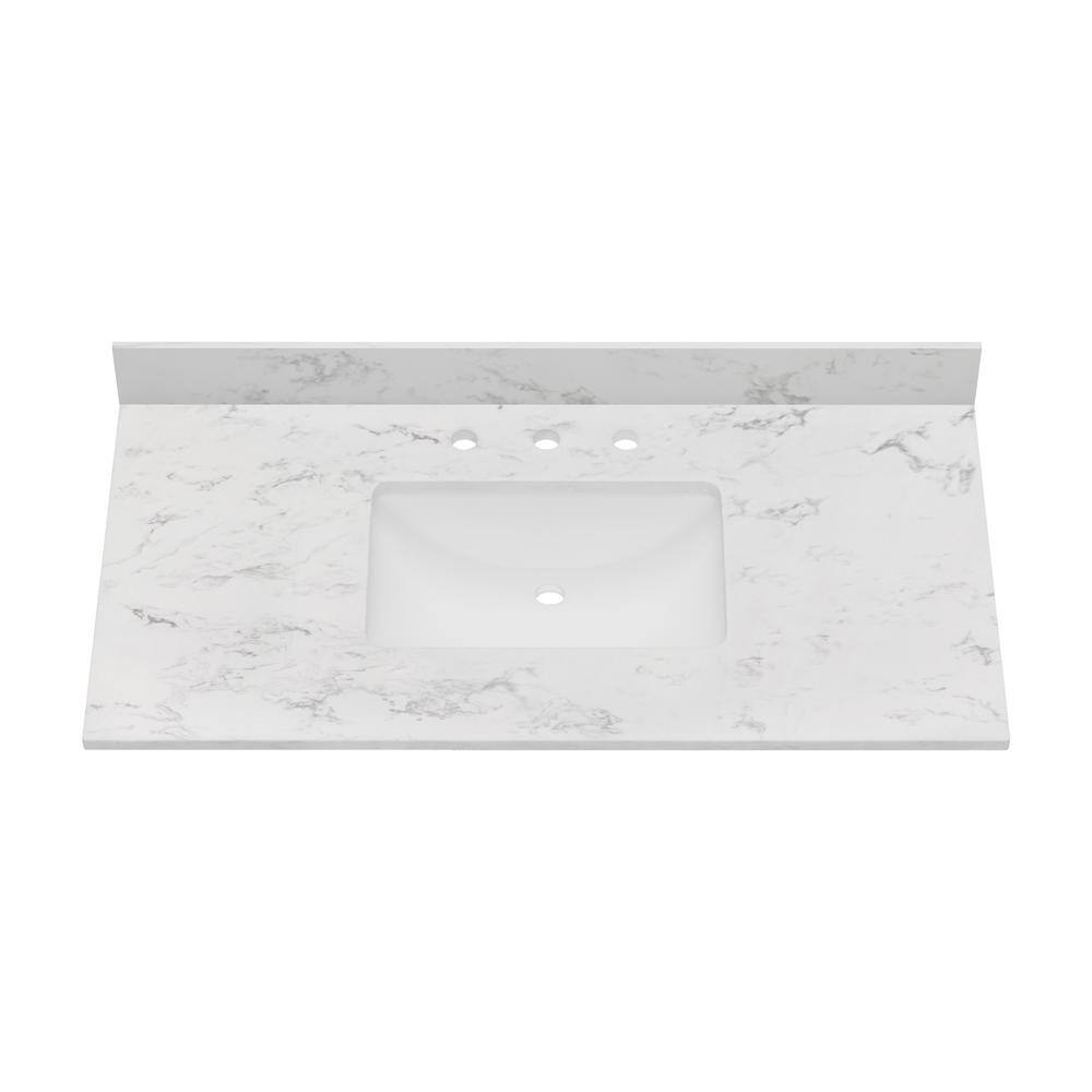 Carrara 43-in White Engineered Marble Vanity Top with Undermount Sink