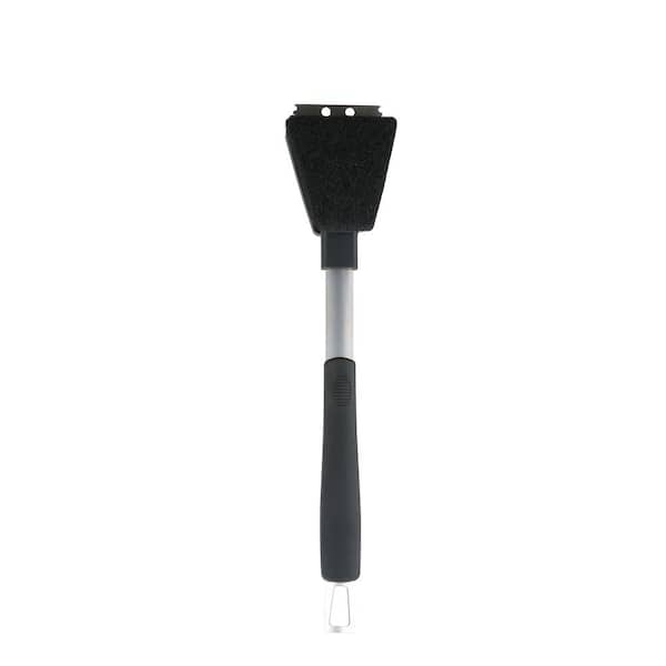 PRIVATE BRAND UNBRANDED Universal 16.75 in. Stainless Steel Grill Brush with Soft Grip, Scraper, Scrubber and Bristles