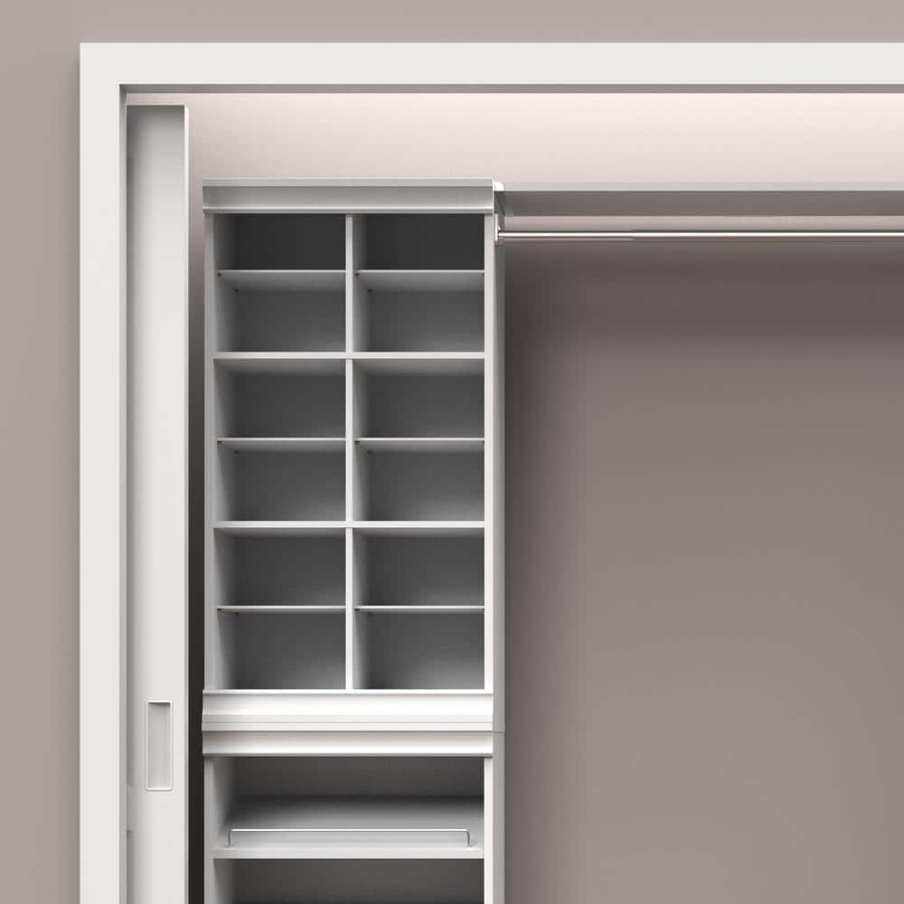 White Stackable Modular Wood Closet Organizer with 12 Shelves