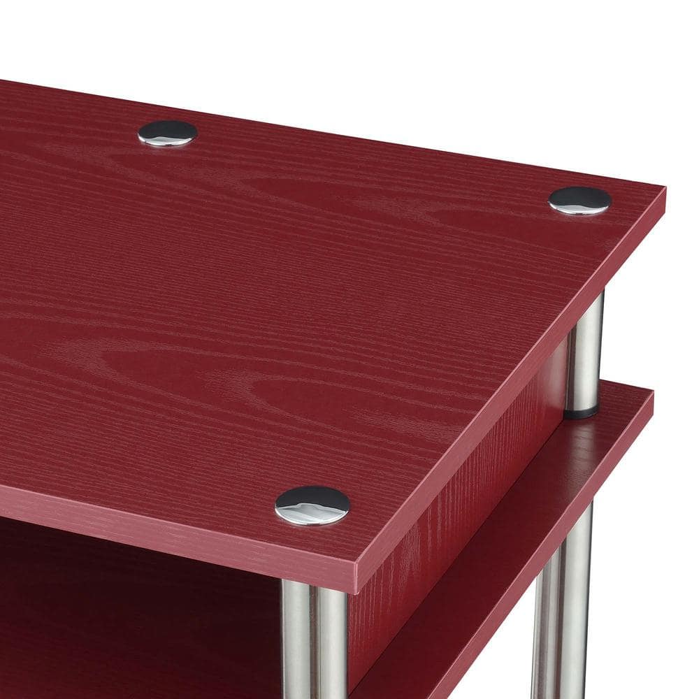 Dark Cranberry Red Wood Student Desk with Shelves