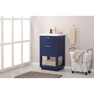 Klein 20 in. W x 15 in. D Bath Vanity in Blue with Porcelain Vanity Top in White with White Basin