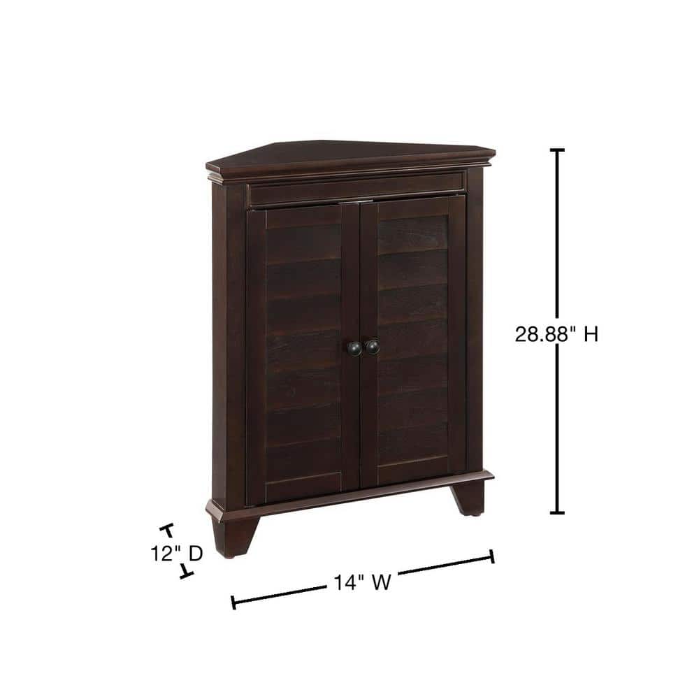 Espresso Birch Corner Bathroom Cabinet with Adjustable Shelves
