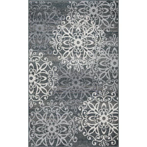 SUPERIOR Leigh Slate 8 ft. x 10 ft. Rectangle Abstract, Geometric Polypropylene Area Rug