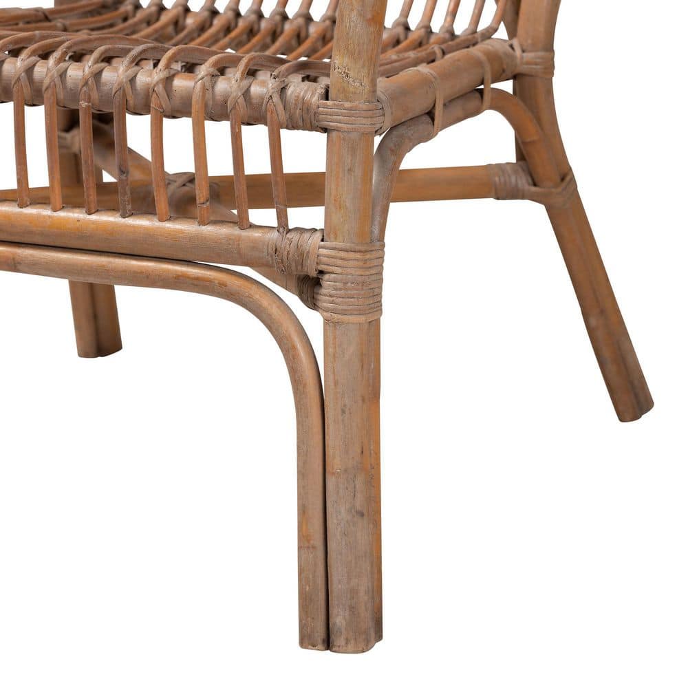 Lamaria Natural Handcrafted Leather and Rattan Armchair