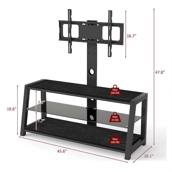 Tatahance Black Acacia Wood TV Stand Fits TVs up to 32 to 65 in
