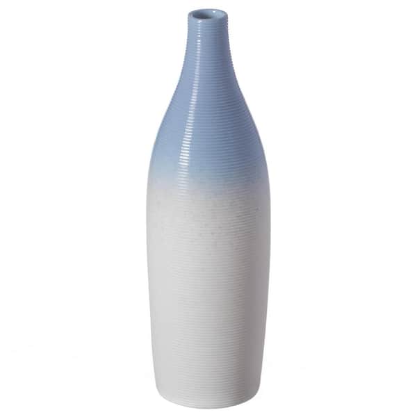 Mozing Ceramic Flower Vase for Home Decor - Modern 9 inch Tall Decorative, White