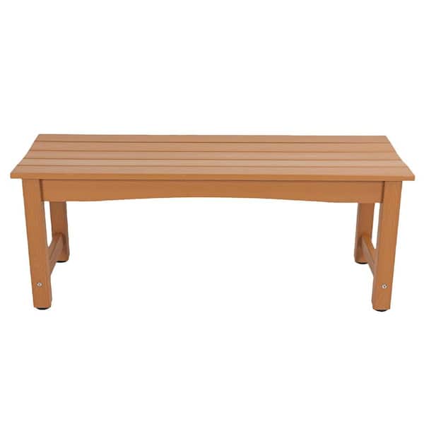 44.5 in. 2-Person Natural HDPE Adirondack Bench Outdoor Garden Bench Park Bench