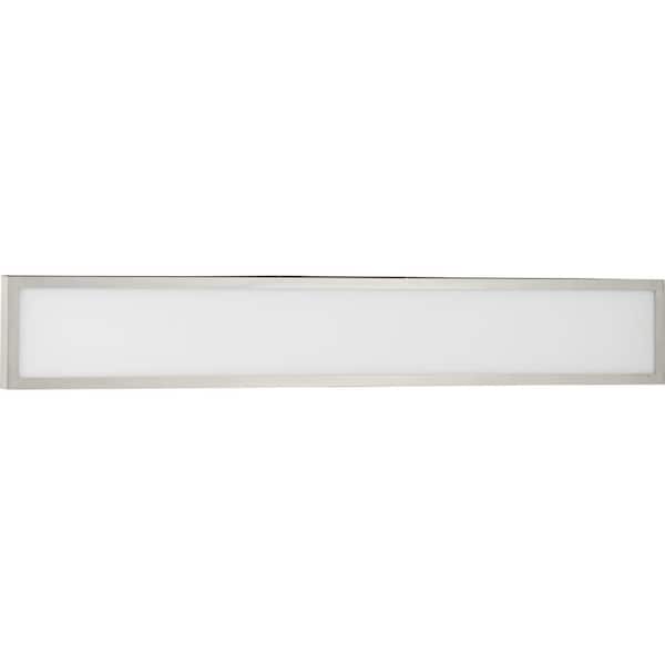 Everlume Collection 1-Light Brushed Nickel Frosted Glass LED Modern Bath Vanity Linear Panel Light