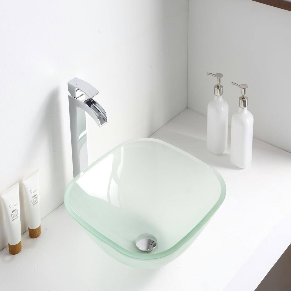Frosted Glass Square Above-Counter Vessel Sink
