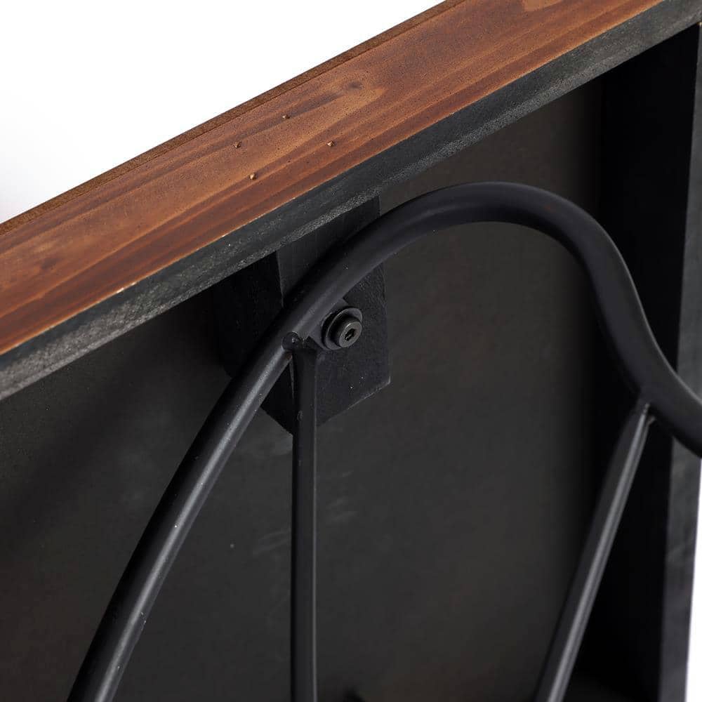 Dark Maple & Black Metal Butterfly Accent Console Table with Storage